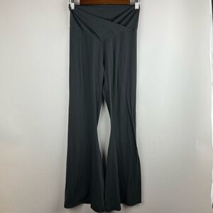 Aerie Real Me Cross Over Gray Flare Leggings Size Large